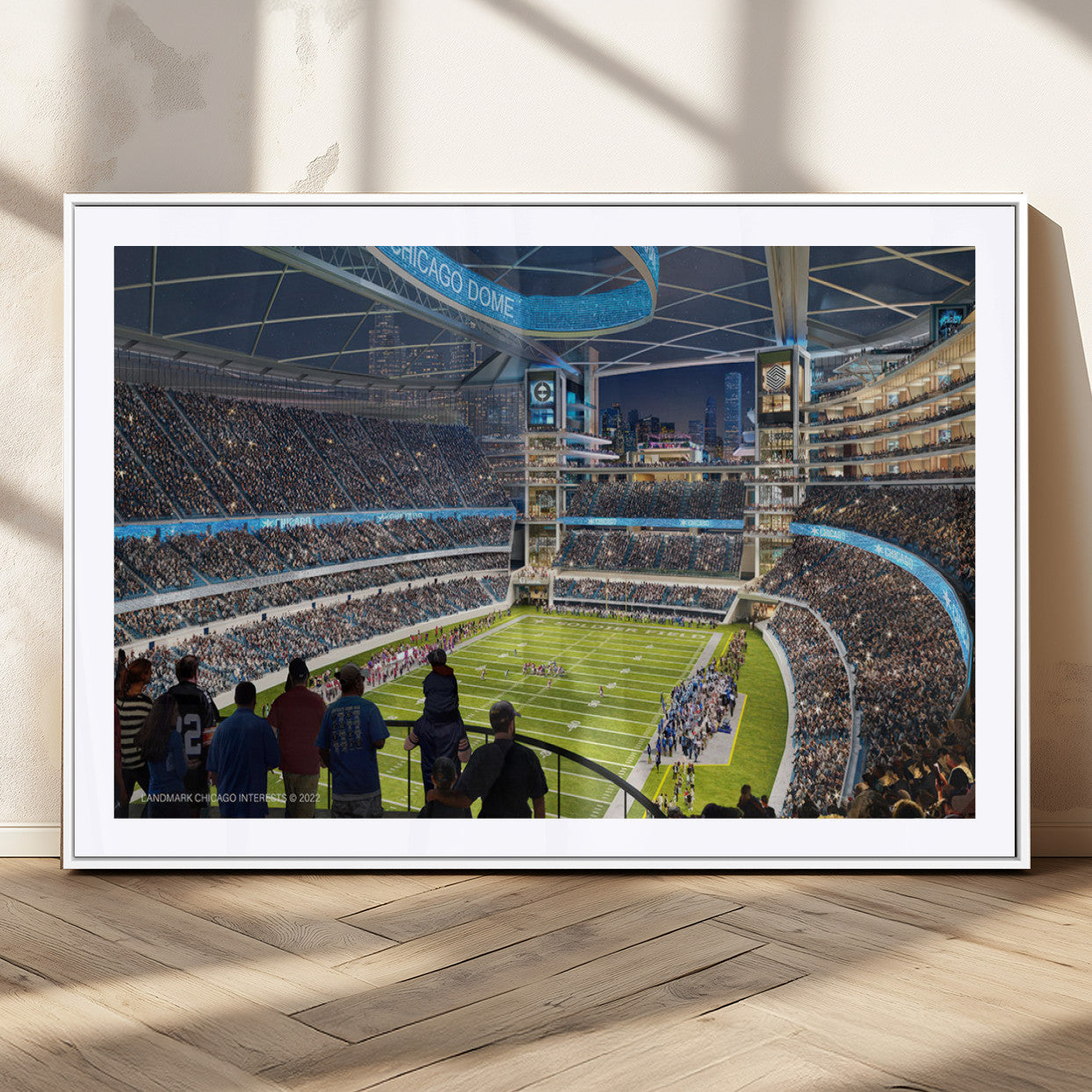 MGC-FP-36x24 - Chicago Bears Soldiers Field Wall Art Canvas Print – Framed Football Stadium Artwork for Sports