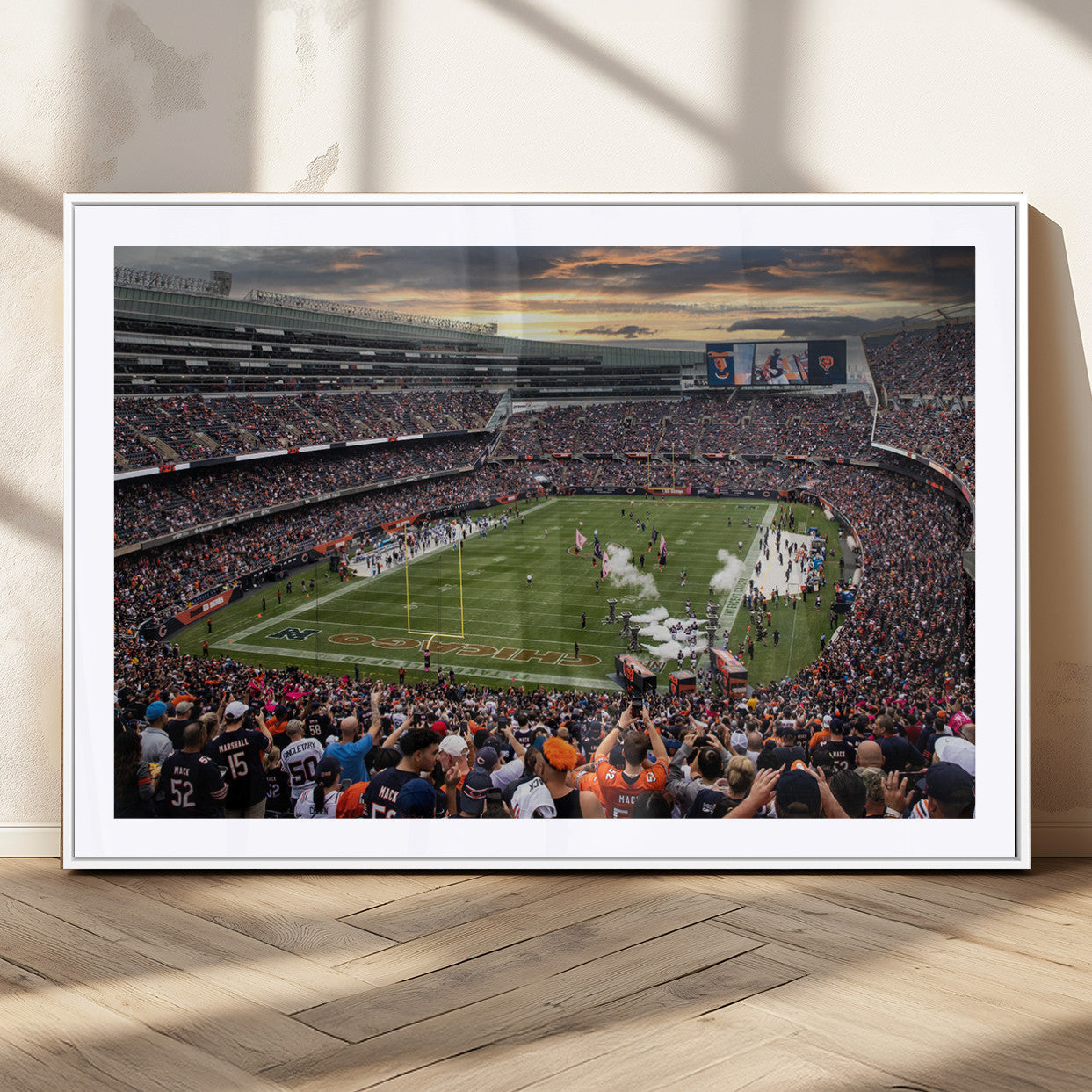 MGC-FP-36x24 - Chicago Bears Soldiers Field Wall Art Canvas Print – Framed Football Stadium Artwork for Sports