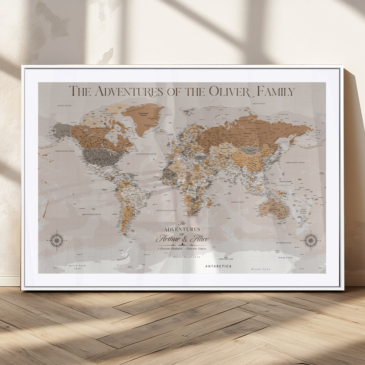MGC-FP-36x24 - World Travel Map with Pins – Push Pin Maps of Where I've Been, Framed Wall Map for Travel Memories,