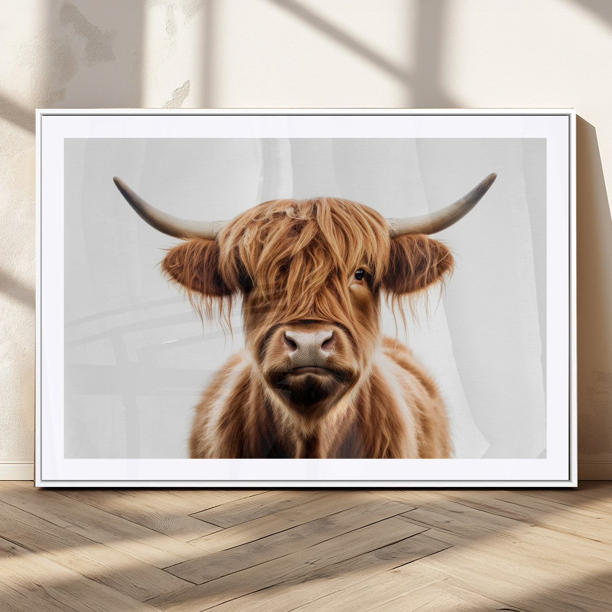 -Scottish Highland Cow Canvas Print, Framed Highland Cow Canvas Home Decor
