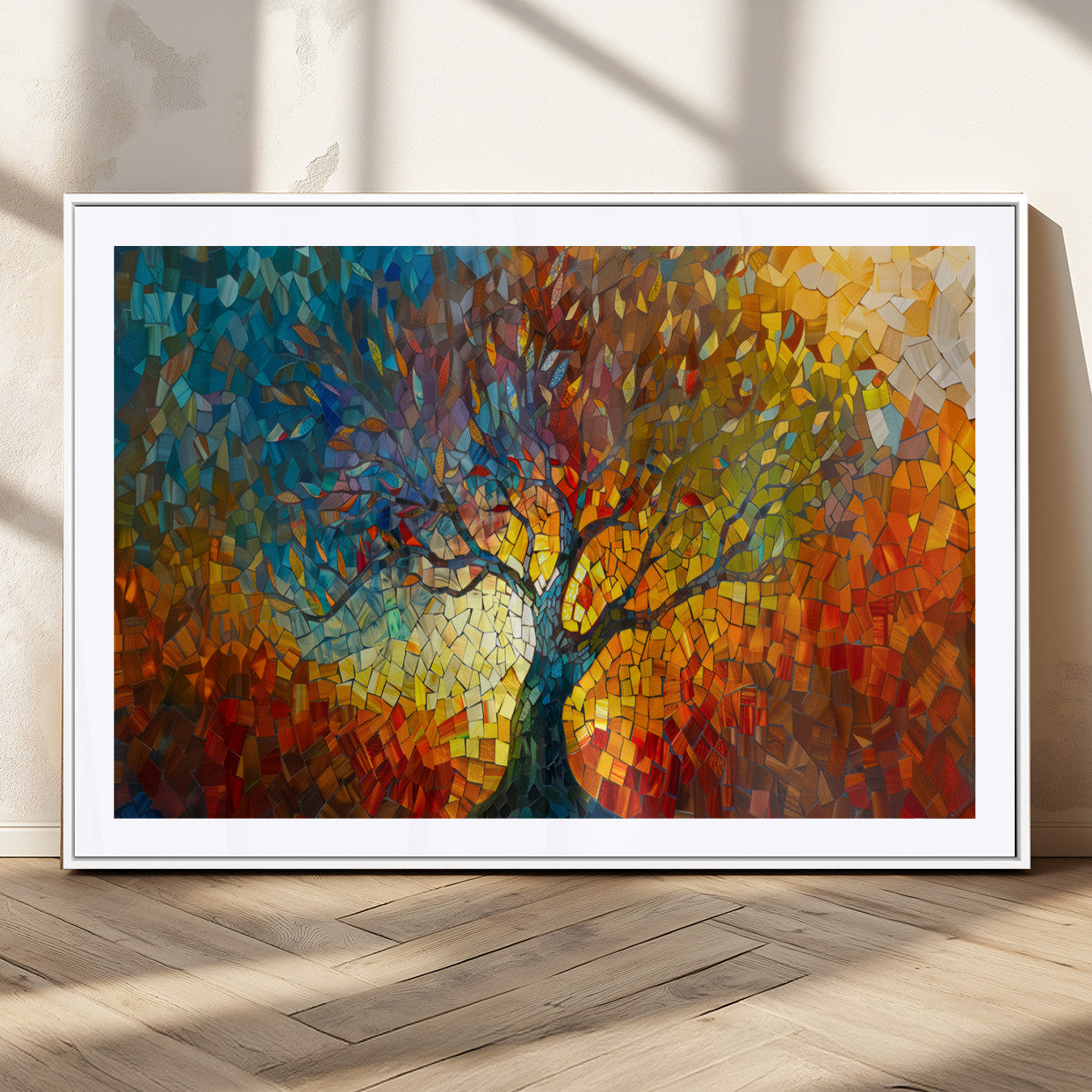 MGC-FP-36x24 - Mosaic Tree Canvas Wall Art – Vibrant Abstract Nature Design, Colorful Decor for Living Room, Bedroom, or Creative Spaces