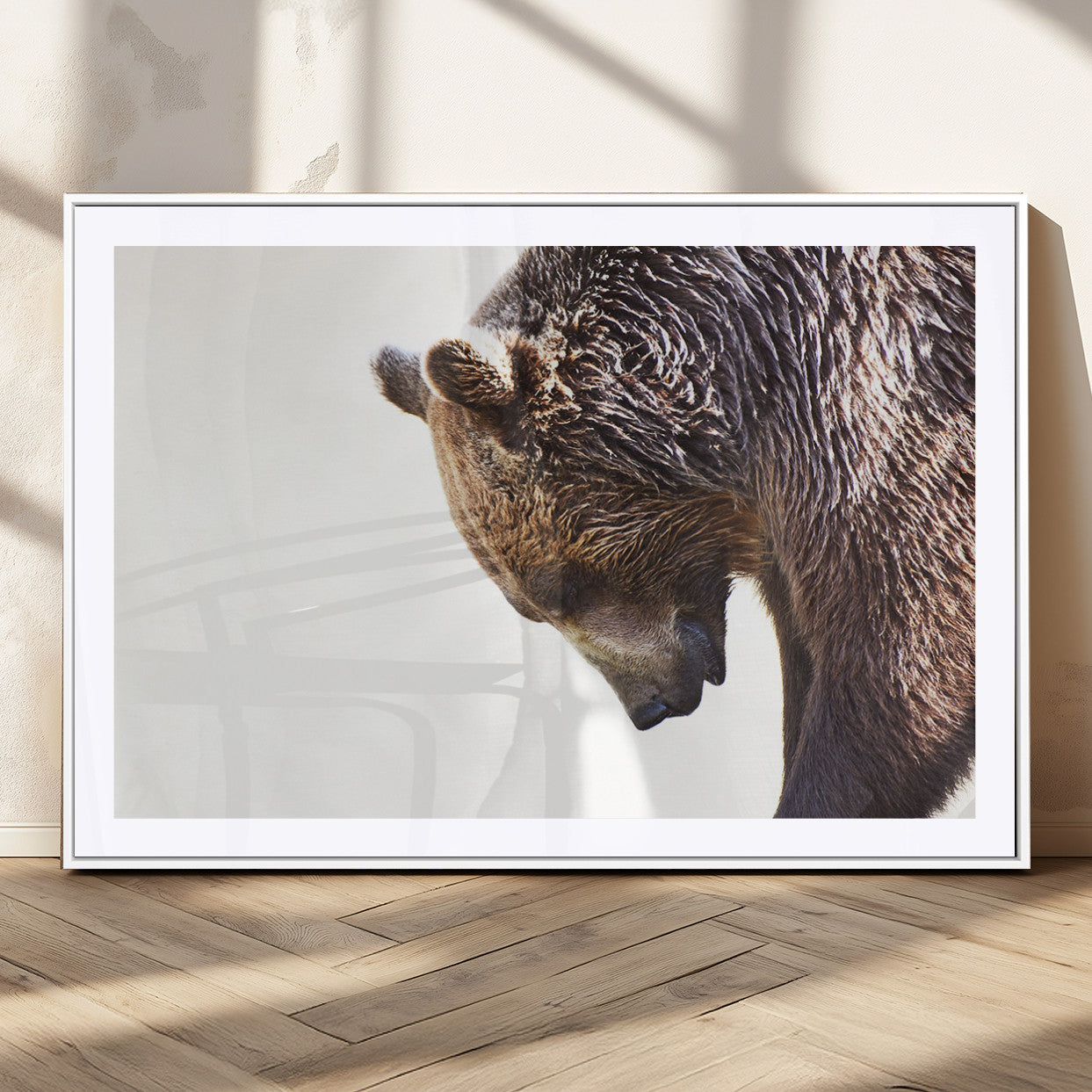 Majestic Bear Portrait - Capture the raw beauty of a bear in a detailed close-up, perfect for your Wall Art Canvas Print collection