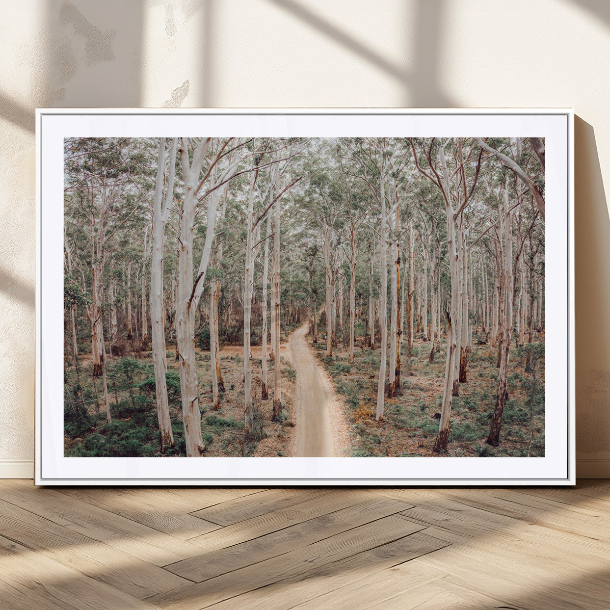 24760563-MGV-CV-36X24-Forest Dirt Road Canvas Wall Art Print, Scenic Woodland Pathway, Tall Trees Nature Canvas for Living Room or Office 1 Panel Wrapped Canvas