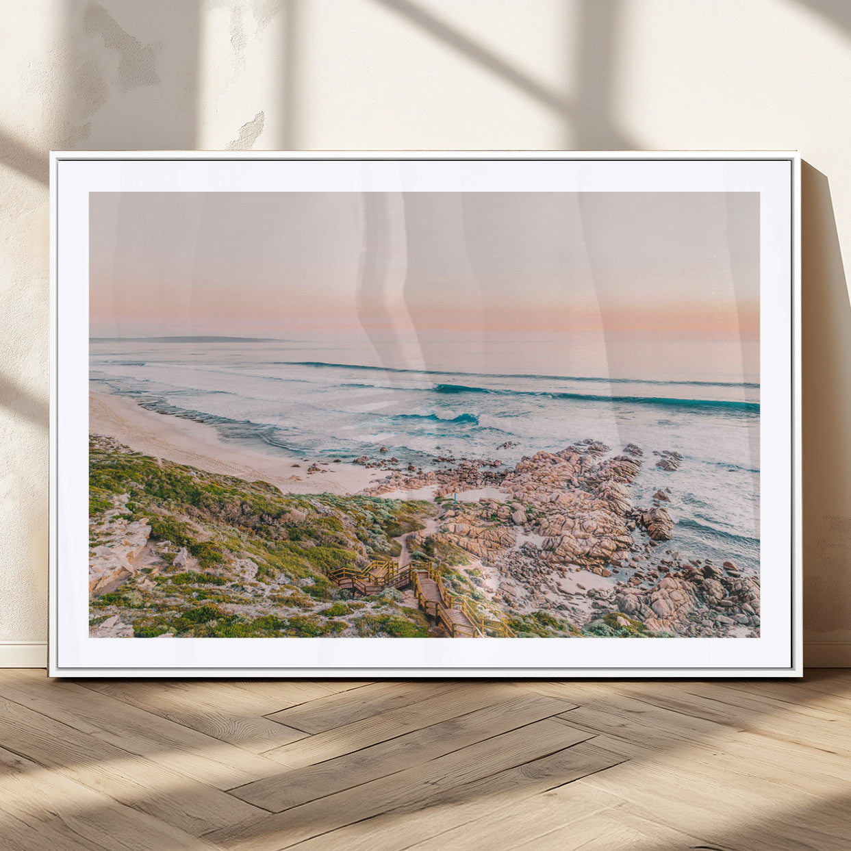 27332135-MGV-CV-36X24-Coastal Cliffside Canvas Wall Art Print, Ocean Shore Landscape Decor, Large Scenic Beach Canvas for Living Room or Office 1 Panel Wrapped Canvas