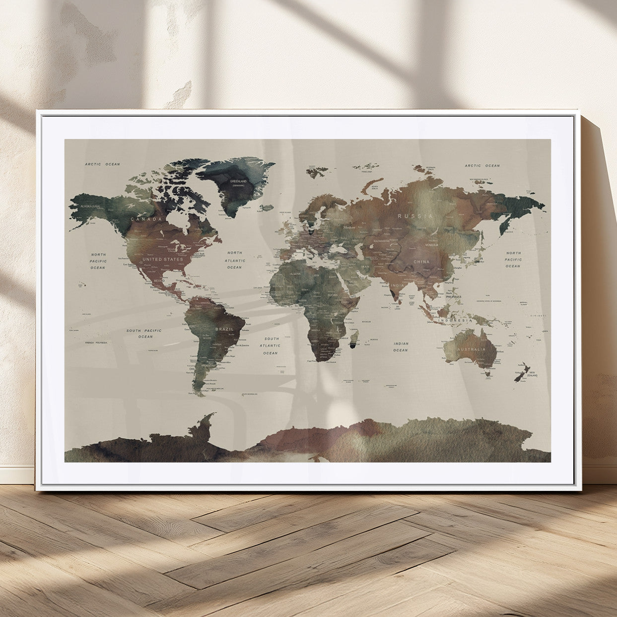 MGC-FP-36x24 - World Map Wall Art Canvas Print for Home and Office Decor