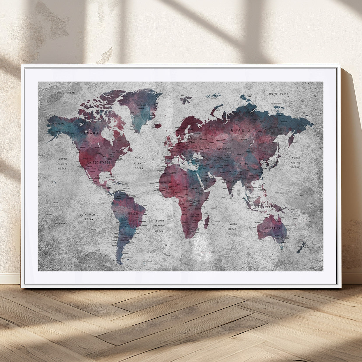 MGC-FP-36x24 - World Map Wall Art Canvas Print for Home and Office Decor