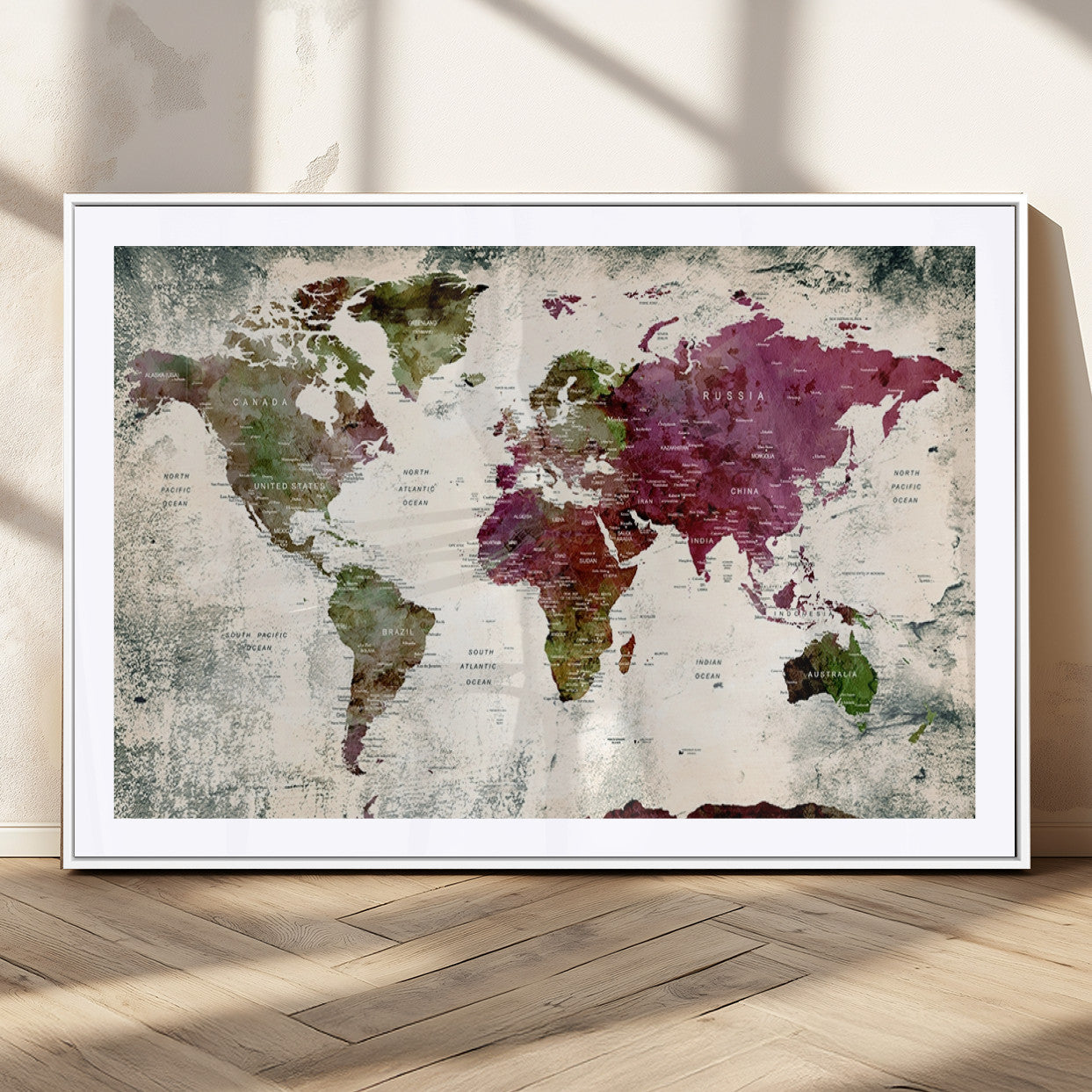 MGC-FP-36x24 - World Map Wall Art Canvas Print for Home and Office Decor