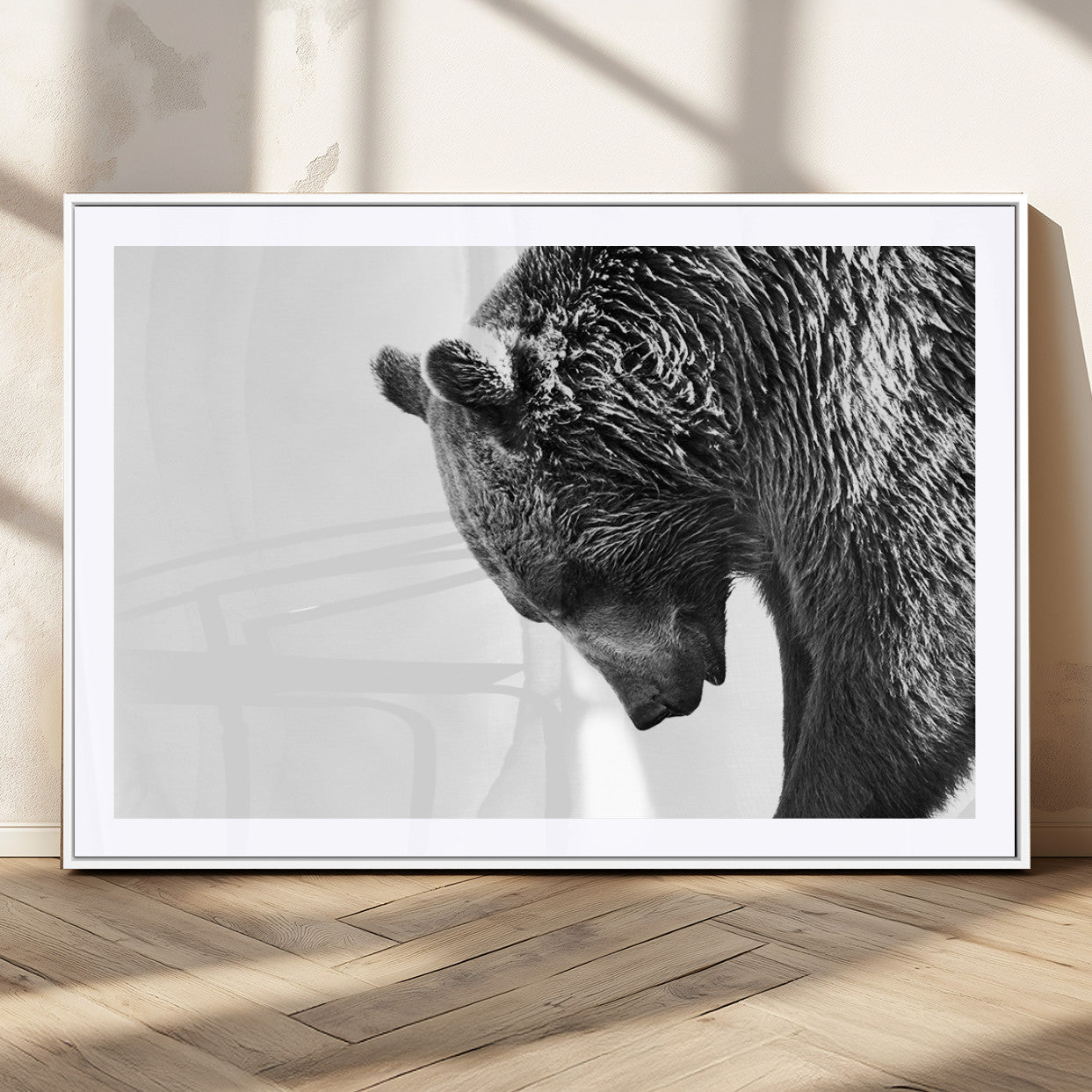 MGC-FP-36x24 - Black and White Grizzly 399 Bear Canvas Print Wall Art | Large Wildlife Canvas Print for Living