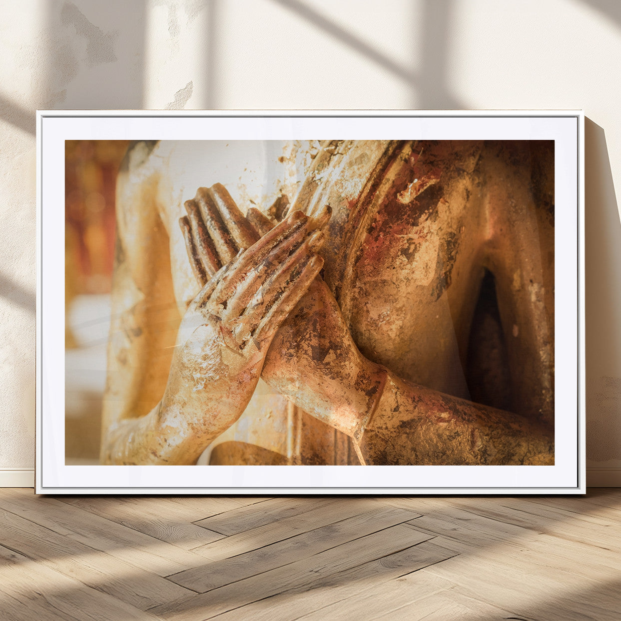 87005-MGC-FP-36x24_White-Buddha Statue Hands Wall Art Canvas Print