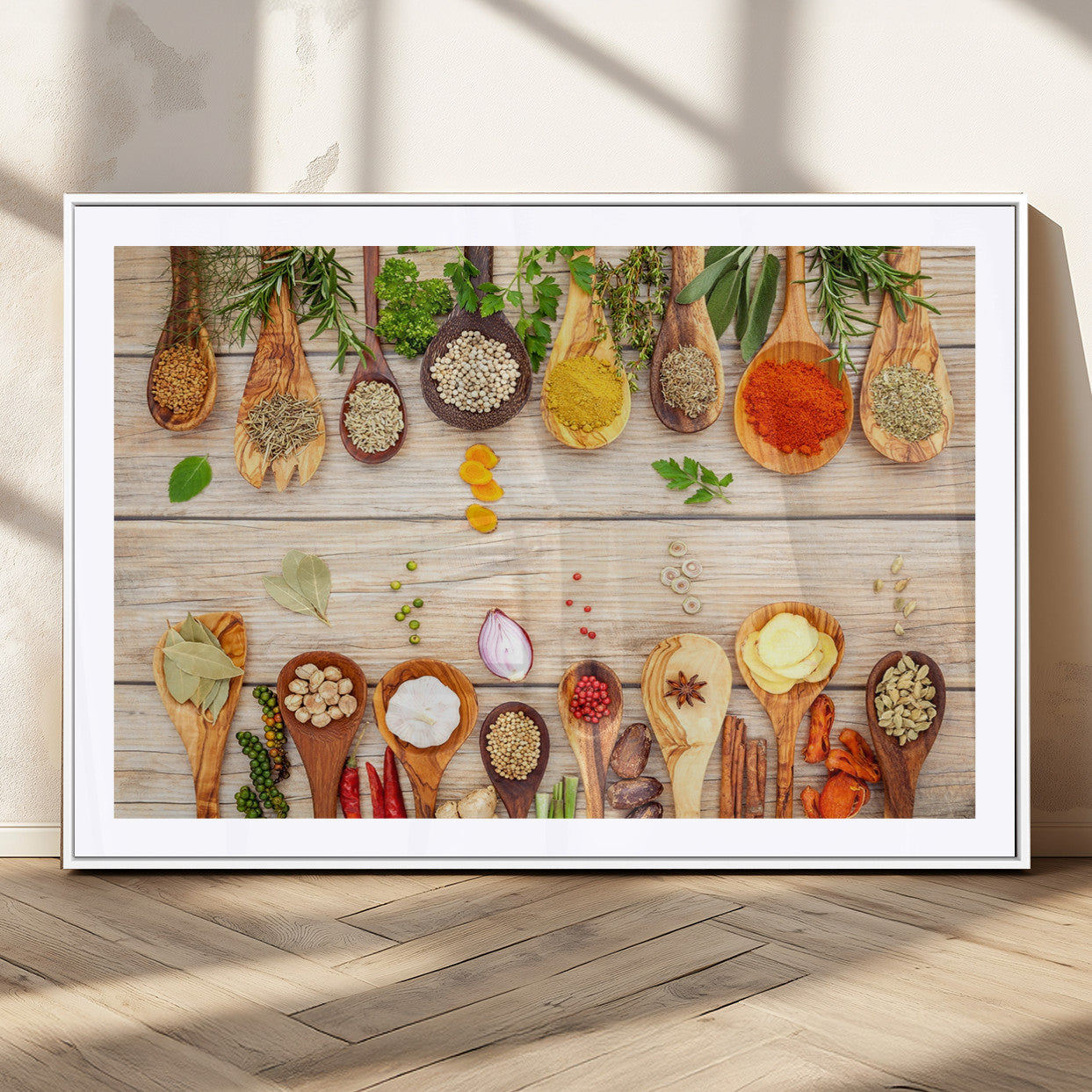 MGC-FP-36x24 - Kitchen Spice on the Table Wall Art, Kitchen Spice Wall Art Canvas Print