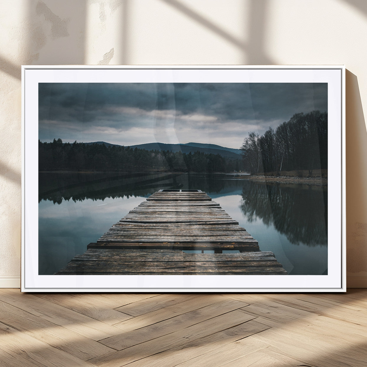 MGC-FP-36x24 - Wooden Bridge Near Lake Wall Art Canvas Print