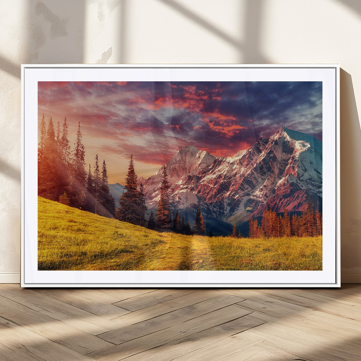 MGC-FP-36x24 - Mountain and Daylight Red Sunset Wall Art Canvas Print