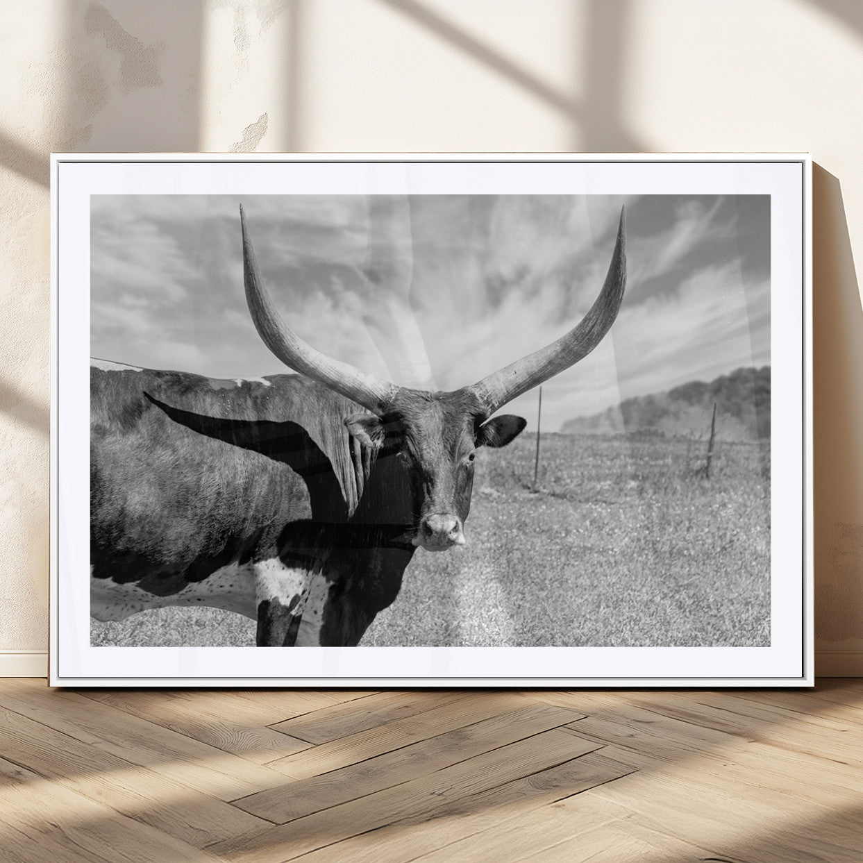 MGC-FP-36x24 - Cattle Wall Art Longhorn Cow Canvas Print