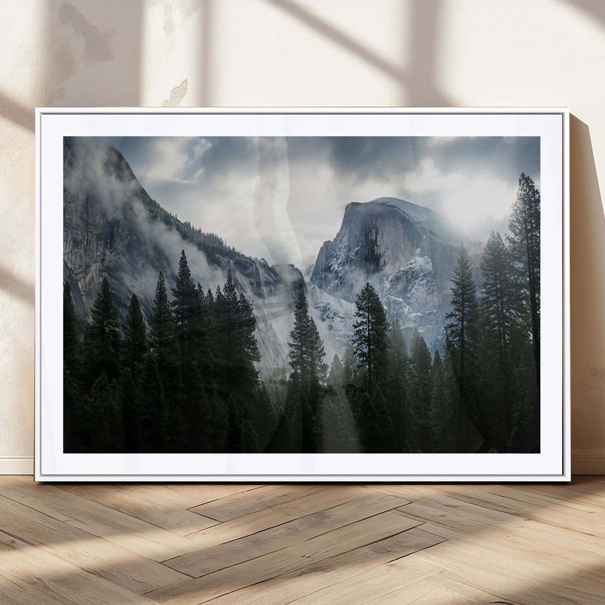 MGC-FP-36x24 - Yosemite National Park El Capitan Foggy Mountain Wall Art | Large Canvas Print for Living Room,
