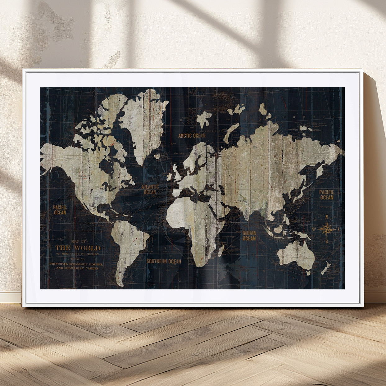 MGC-FP-36x24 - Push Pin World Map Canvas Print – Framed Wall Art for Couples to Track Their Travels – Anniversary