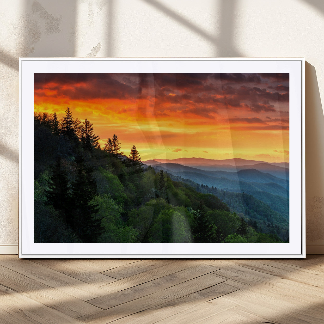 MGC-FP-36x24 - Forest Landscape Wall Art Sunset Canvas, Forest Sunset Canvas Print