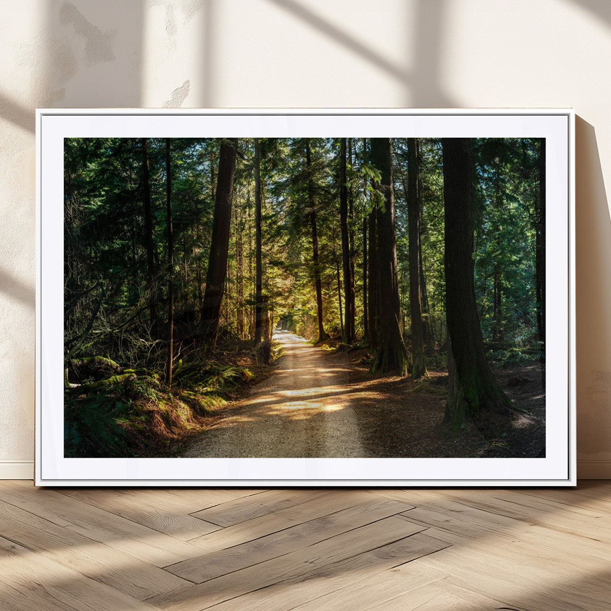 MGC-FP-36x24 - Sunlit Forest Pathway Canvas Print | 3 Panel Large Nature Wall Art for Living Room, Office, or