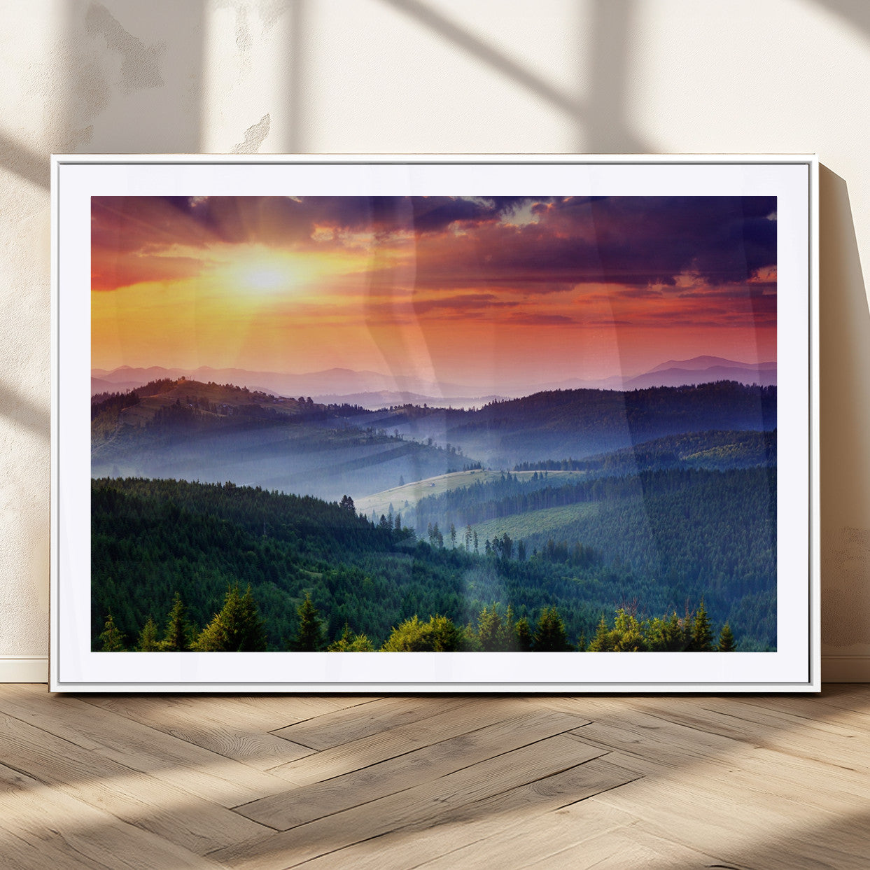 MGC-FP-36x24 - Mountain and Sunset Wall Art Canvas Print