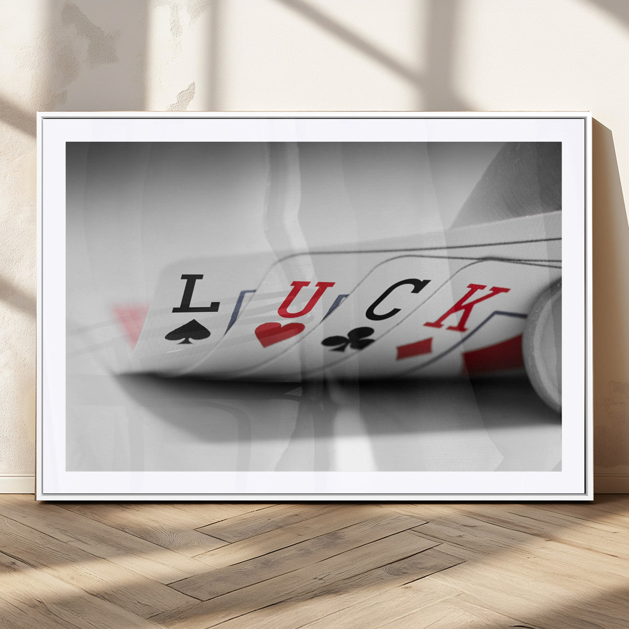 MGC-FP-36x24 - Framed Luck Poker Cards Canvas – Modern Triptych Wall Art, Ready to Hang for Game Rooms