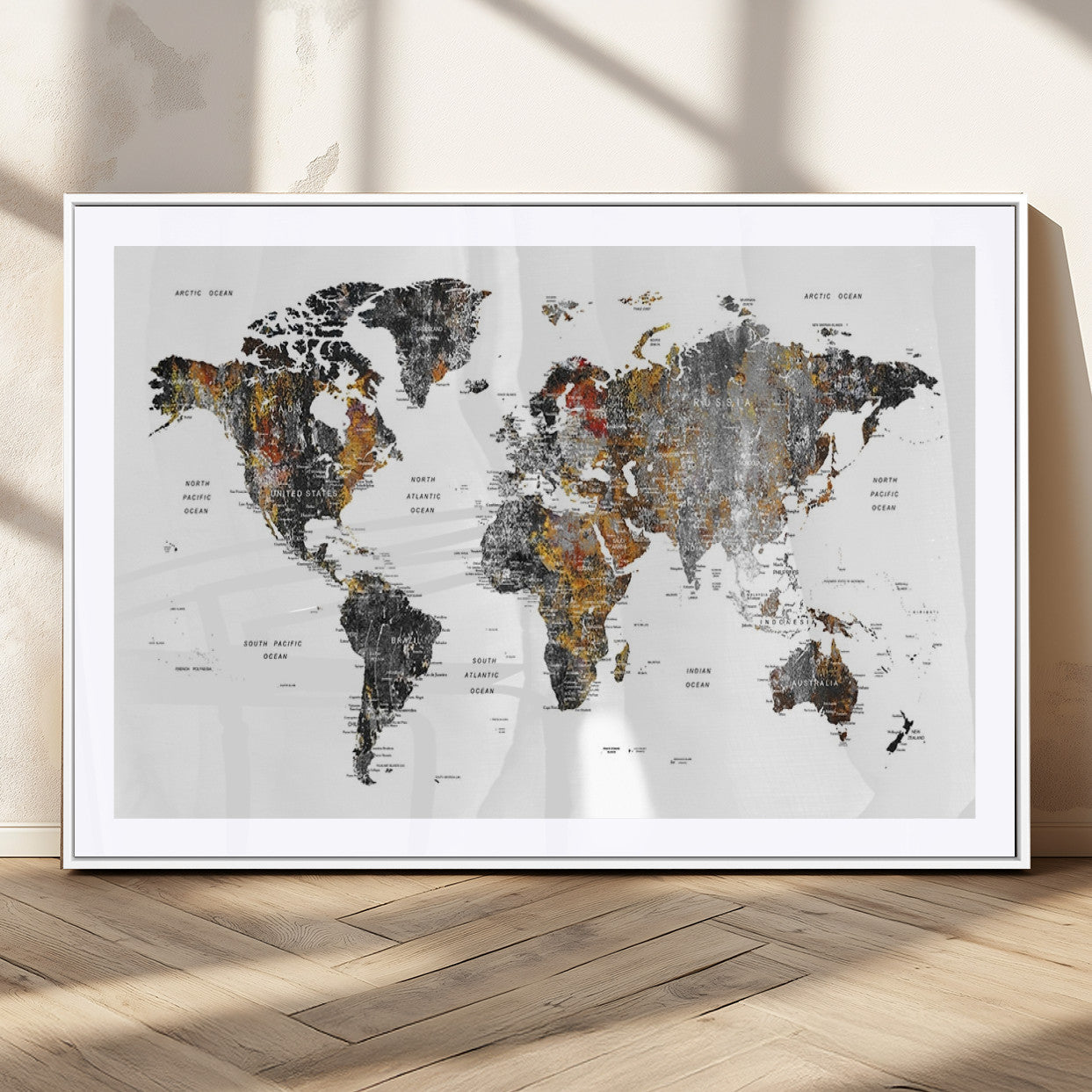 MGC-FP-36x24 - World Map Wall Art Canvas Print for Home and Office Decor