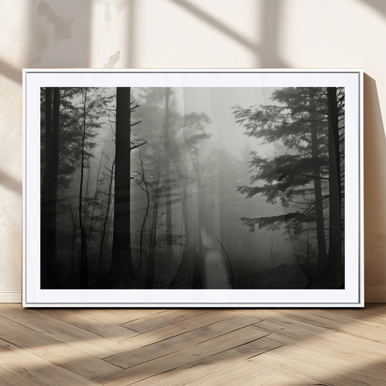 MGC-FP-36x24 - Misty Forest Wall Art Premium Canvas Print a Foggy and Serene Atmosphere - Nature Wall Art