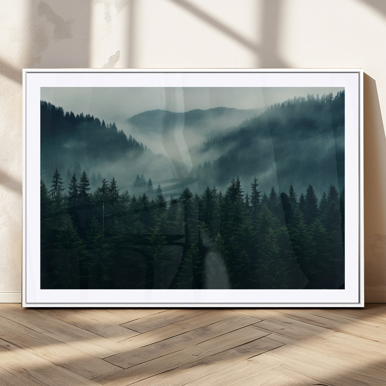 MGC-FP-36x24 - Captivating Misty Forest Wall Art Premium Canvas Print,  Foggy and Serene Atmosphere Wall Art Canvas