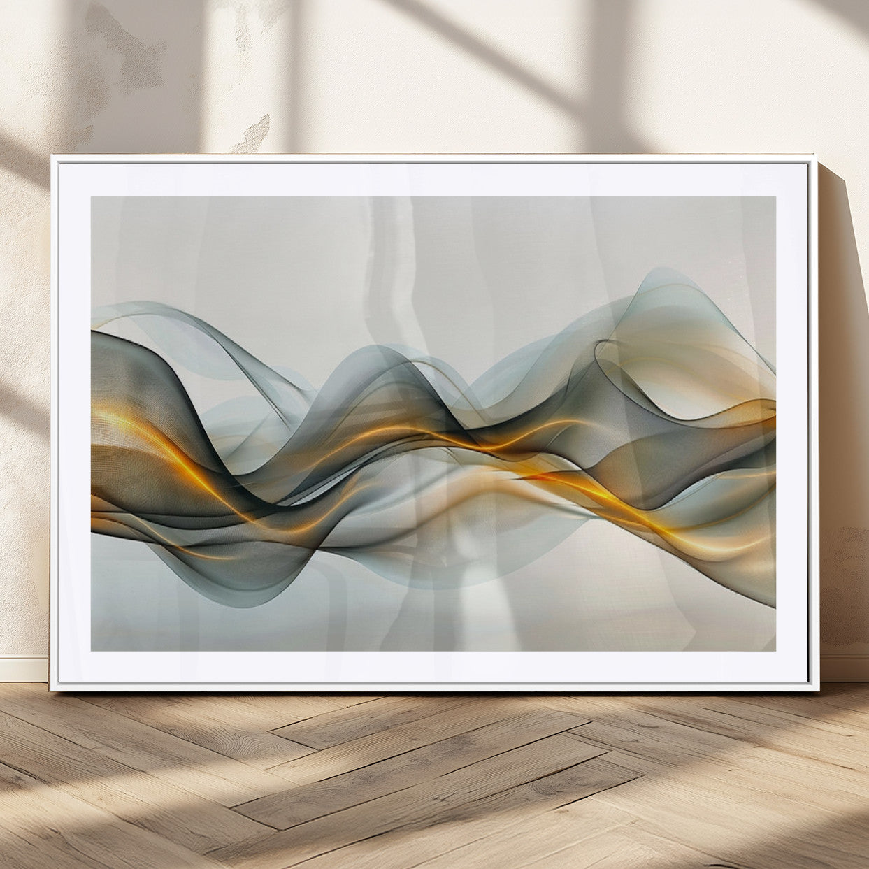ES1001-MGC-FP-36x24_White-Abstract Wave Canvas Wall Art – Fluid Contemporary Elegance in Motion – Ready to Hang