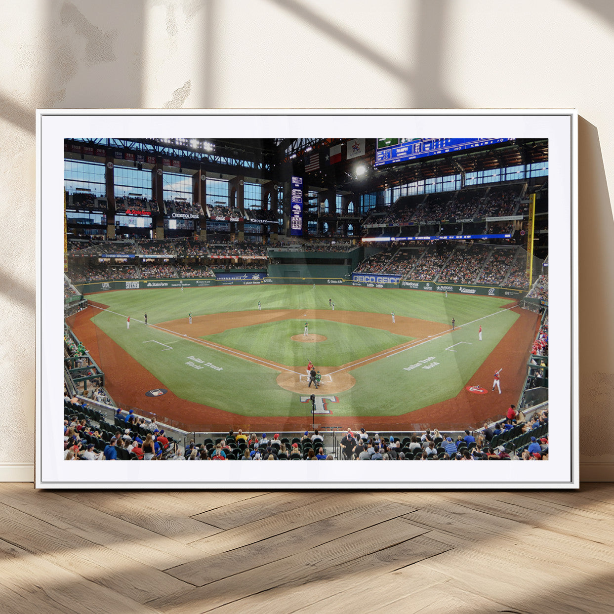 MGC-FP-36x24 - Texas Rangers Baseball Team Print - Arlington Globe Life Field Stadium Canvas Print Wall Art