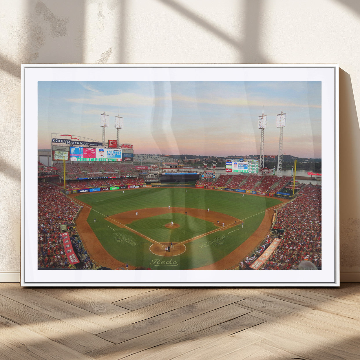 MGC-FP-36x24 - Cincinnati Reds Baseball Print Canvas- Cincinnati Great American Ball Park Stadium Wall Art Canvas