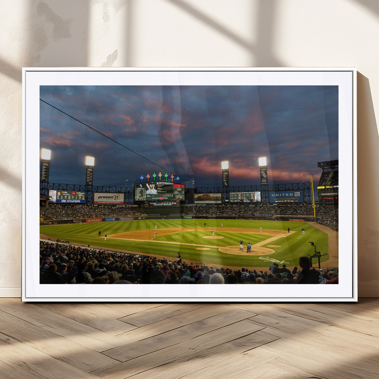 MGC-FP-36x24 - Chicago White Sox Baseball Team Print Canvas- Guaranteed Rate Field Stadium Wall Art Canvas Print
