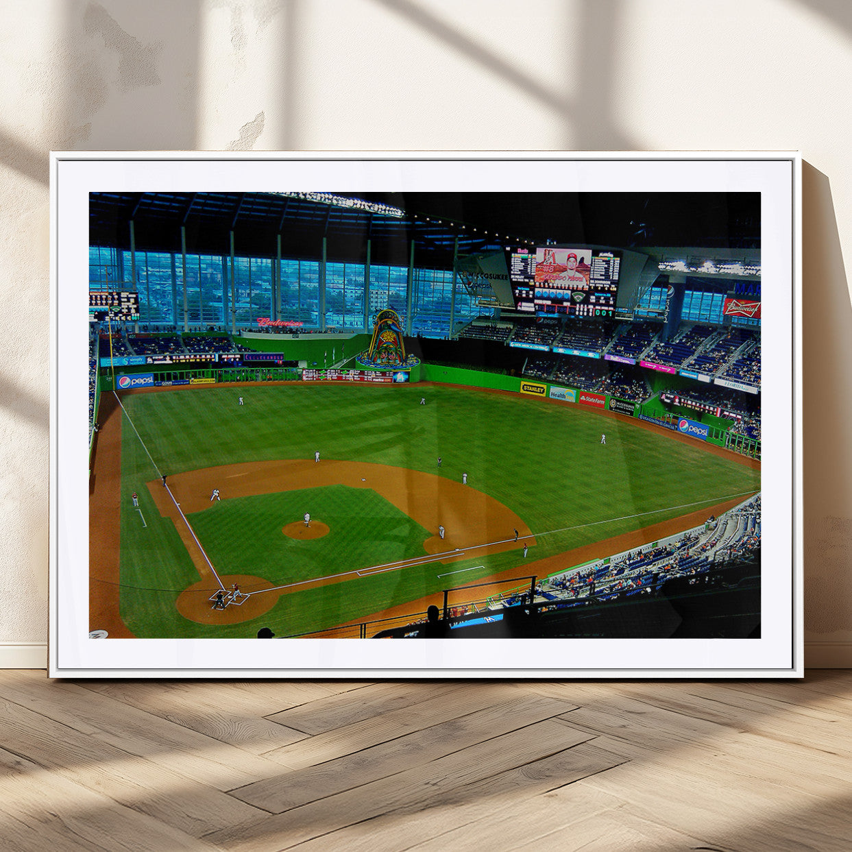 MGC-FP-36x24 - Miami Marlins Baseball Team Print - Miami LoanDepot Park Stadium Wall Art Canvas Print