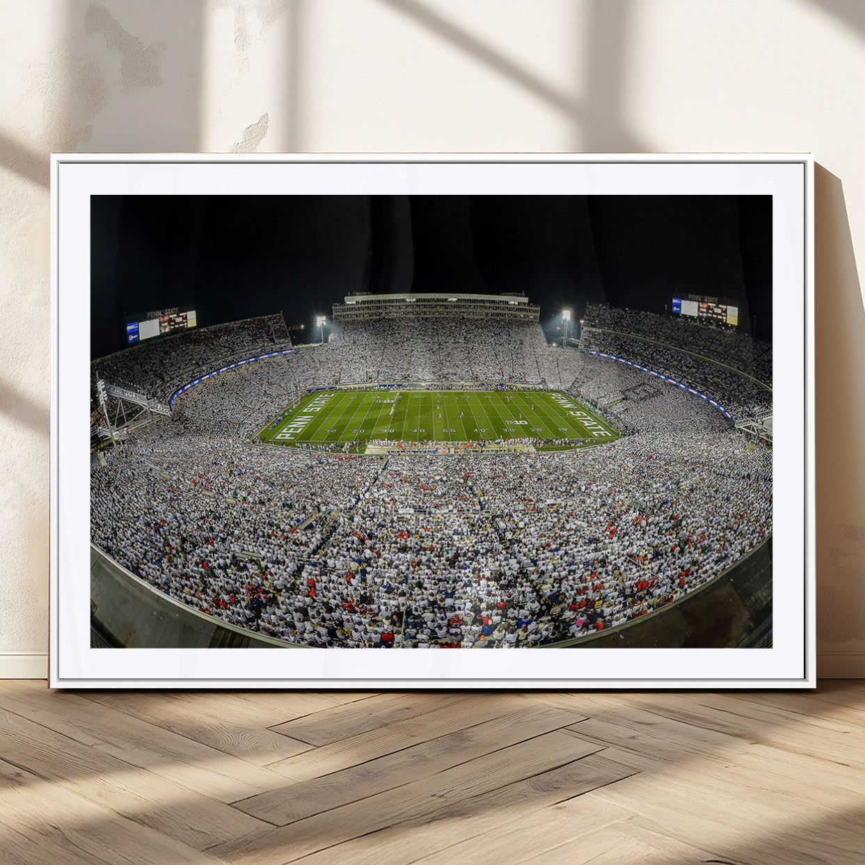 MGC-FP-36x24 - Beaver Stadium Night Game Triple Canvas Wall Art - Penn State Nittany Lions Football Match