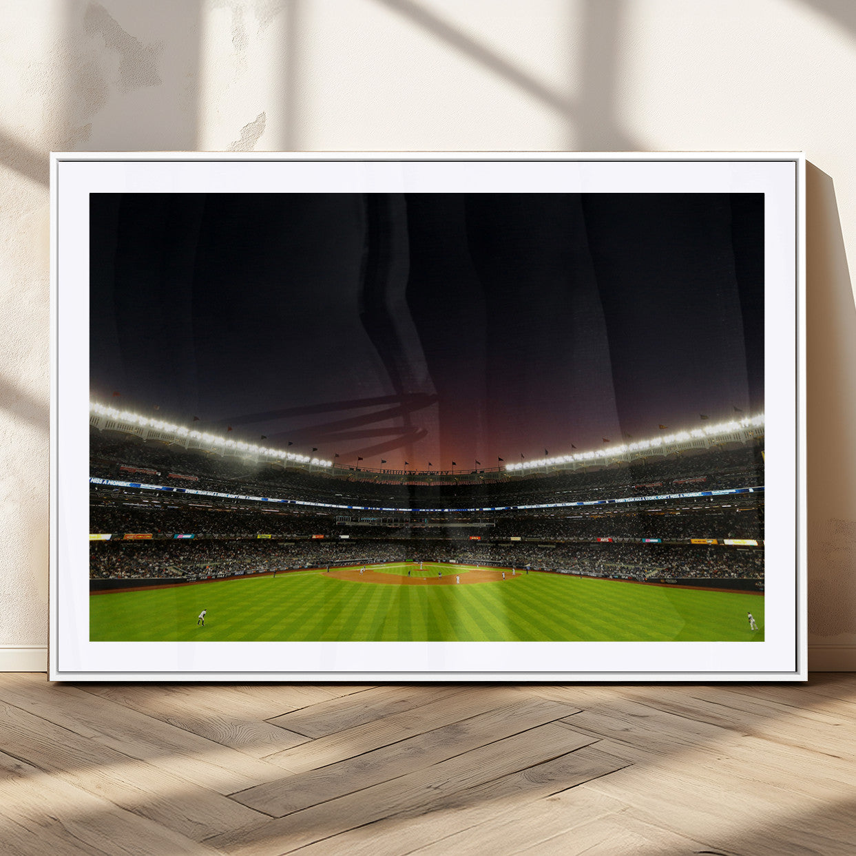 MGC-FP-36x24 - Yankee Stadium Night Game Triple Canvas, Yankee Stadium Canvas Wall Art - New York Yankees MLB Match