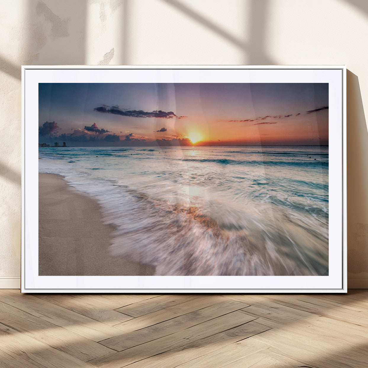MGC-FP-36x24 - Sunset Beach Wall Art – Soothing Coastal Landscape, Ready to Hang for Tranquil Home Decor