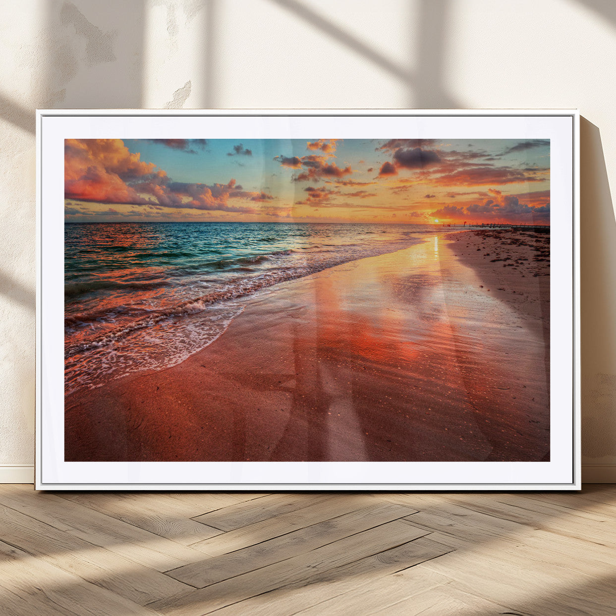 MGC-FP-36x24 - Sunset Beach Wall Art | Ocean Canvas Print | Coastal Wall Art | Tranquil Sunset Canvas Print