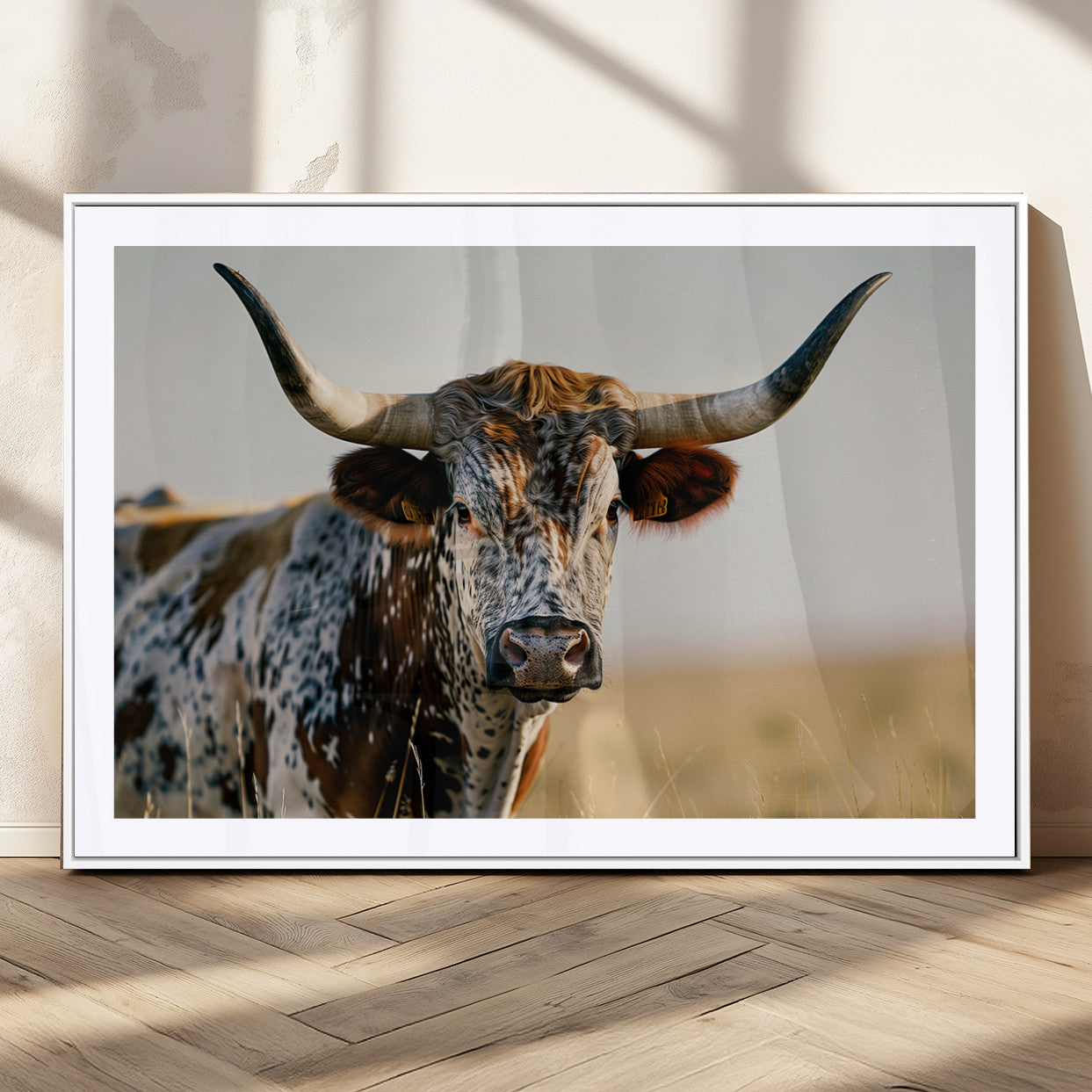 MGC-FP-36x24 - Texas Bull Longhorn Wall Art Canvas Print for Farm House Wall Decor, Farmhouse Wall Art Print