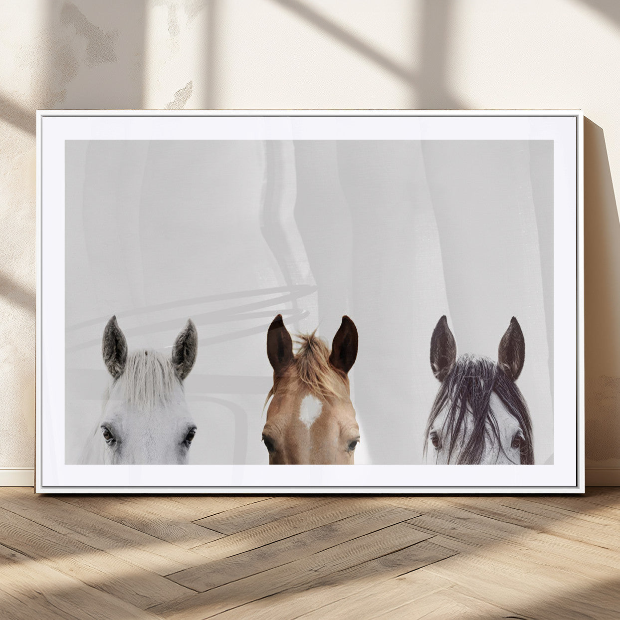 MGC-FP-36x24 - Horse Prints Set, Set of 3 Horse Wall Art, Horses Portraits, Farmhouse Wall Art, Farm Animals