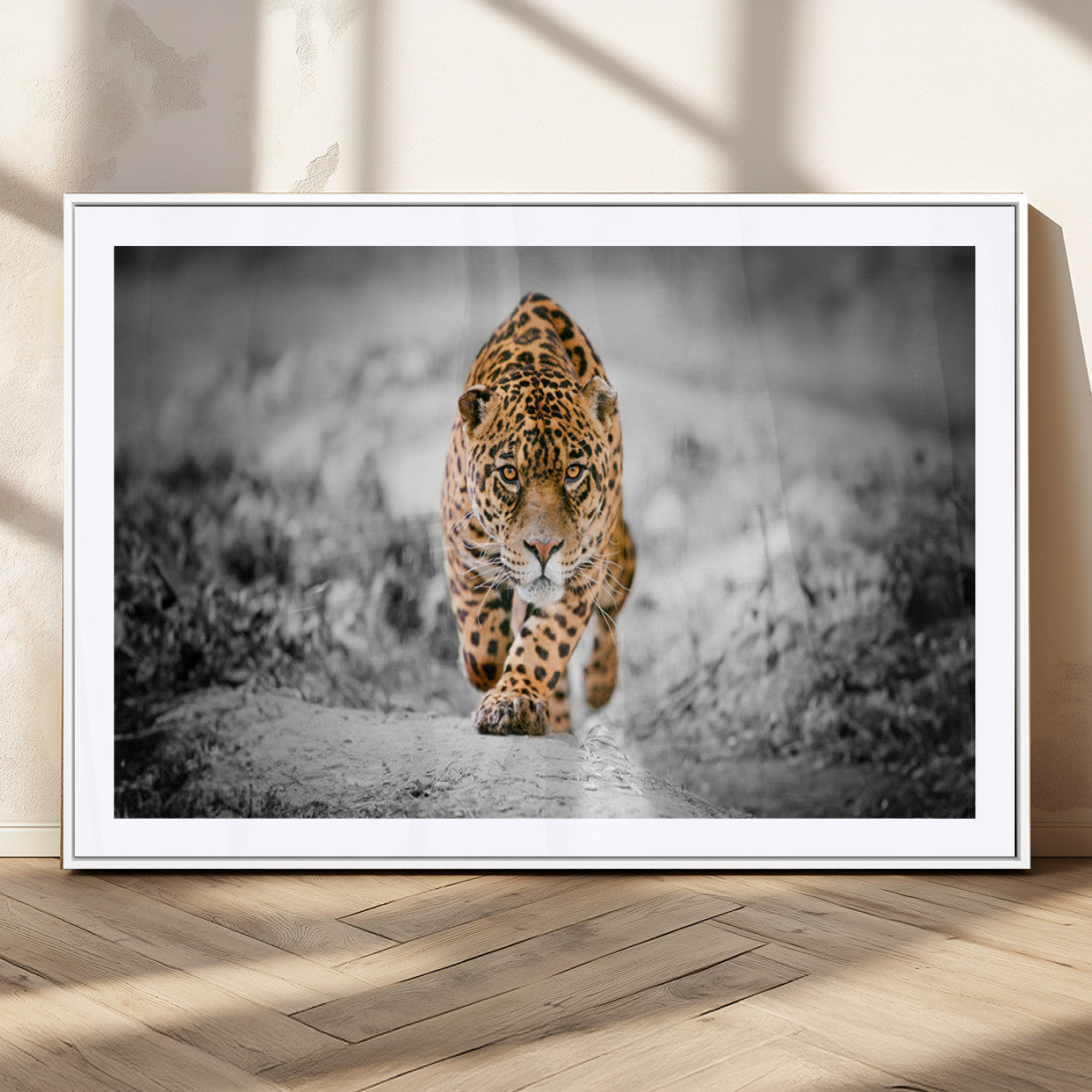 MGC-FP-36x24 - Jaguar Wall Art Canvas Print - Majestic Big Cat in Focused Pursuit - Ready to Hang