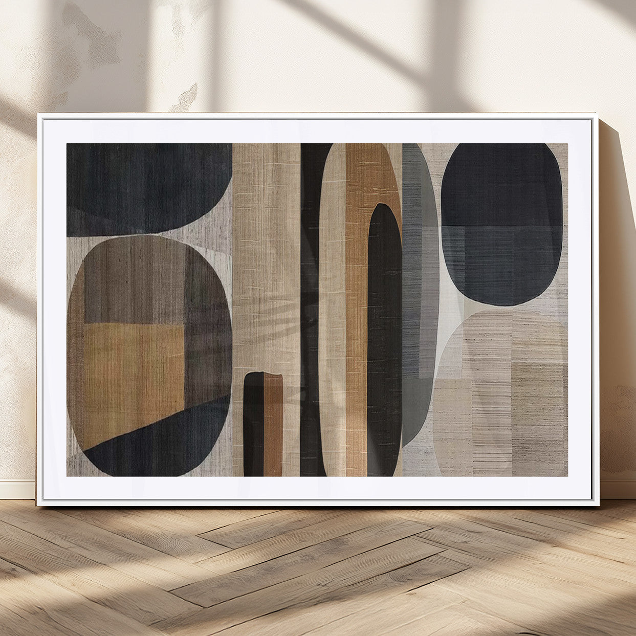 MGC-FP-36x24 - Abstract Minimalist Canvas Wall Art - Neutral Geometric Modern Boho Decor, Minimalist Brown Wabi