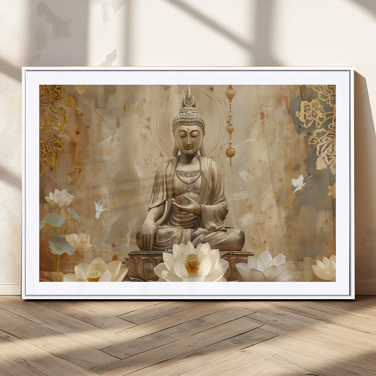 MGC-FP-36x24 - Buddha Wall Art Canvas Print, Buddha Meditation Room Decor, Yoga Room Wall Decor