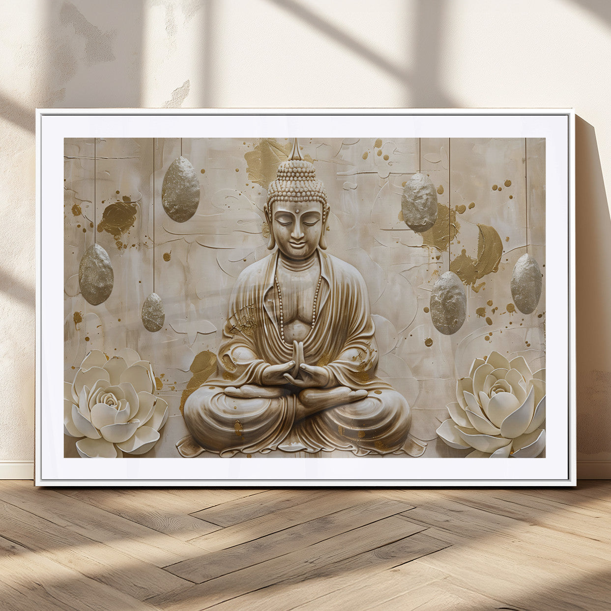 MGC-FP-36x24 - Serene Buddha Wall Art | Yoga Room Decor and Meditation Wall Art Print | Framed and Ready to Hang