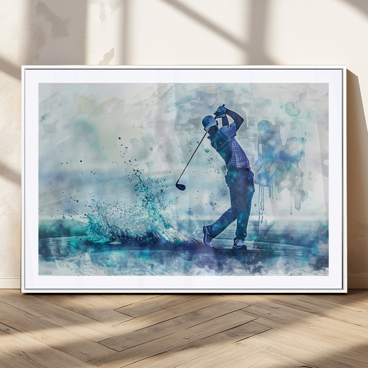 MGC-FP-36x24 - Golf Swing Wall Art Canvas Print - Sports-Inspired Watercolor Decor - Ready to Hang