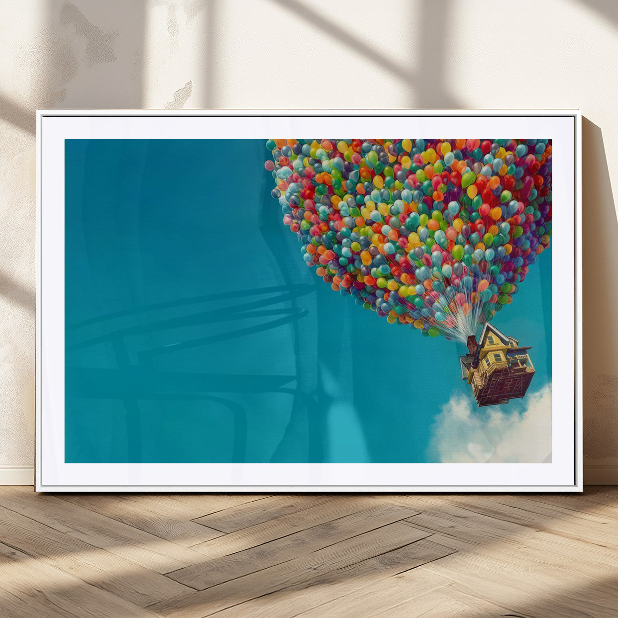 MGC-FP-36x24 - Carl Fredricksen, Up Movie Wall Art, Colorful Balloon House Art | Whimsical Wall Decor for Living