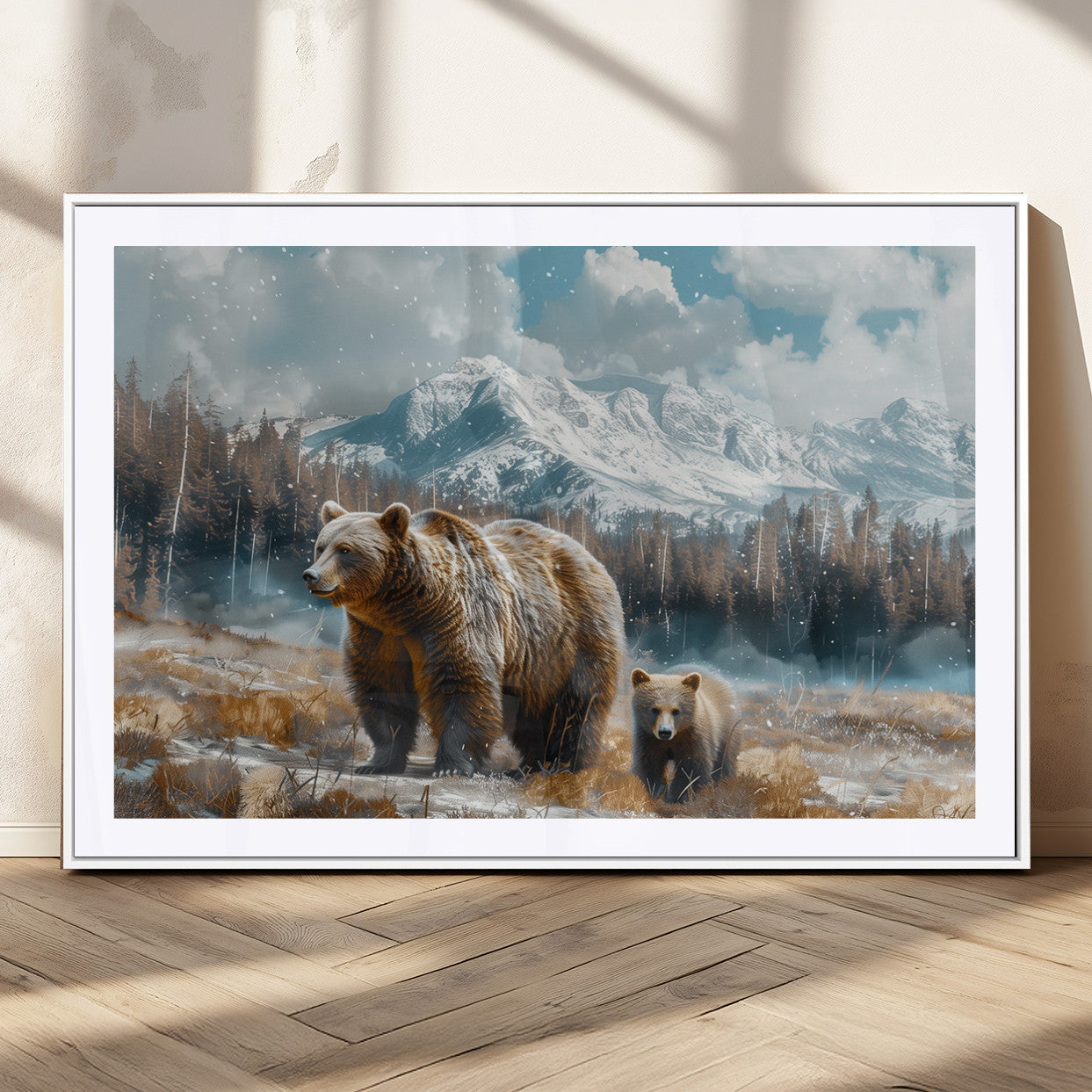 MGC-FP-36x24 - Bear and Baby Bear Wall Art Canvas Print