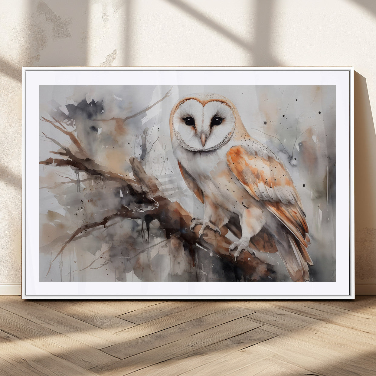 MGC-FP-36x24 - Barn Owl Wall Art | Watercolor Barn Owl Canvas Print | Perfect for Farmhouse Wall Decor | Ready to