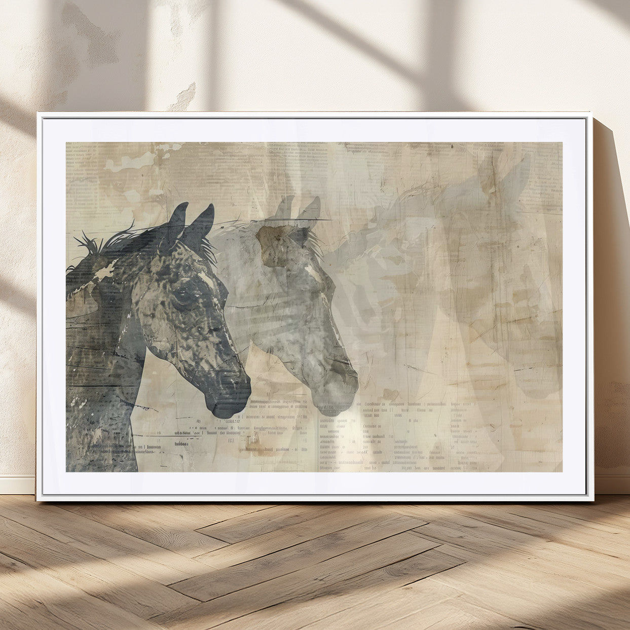 MGC-FP-36x24 - Abstract Horse Canvas Print | Modern Farmhouse Wall Art | Ready to Hang Framed