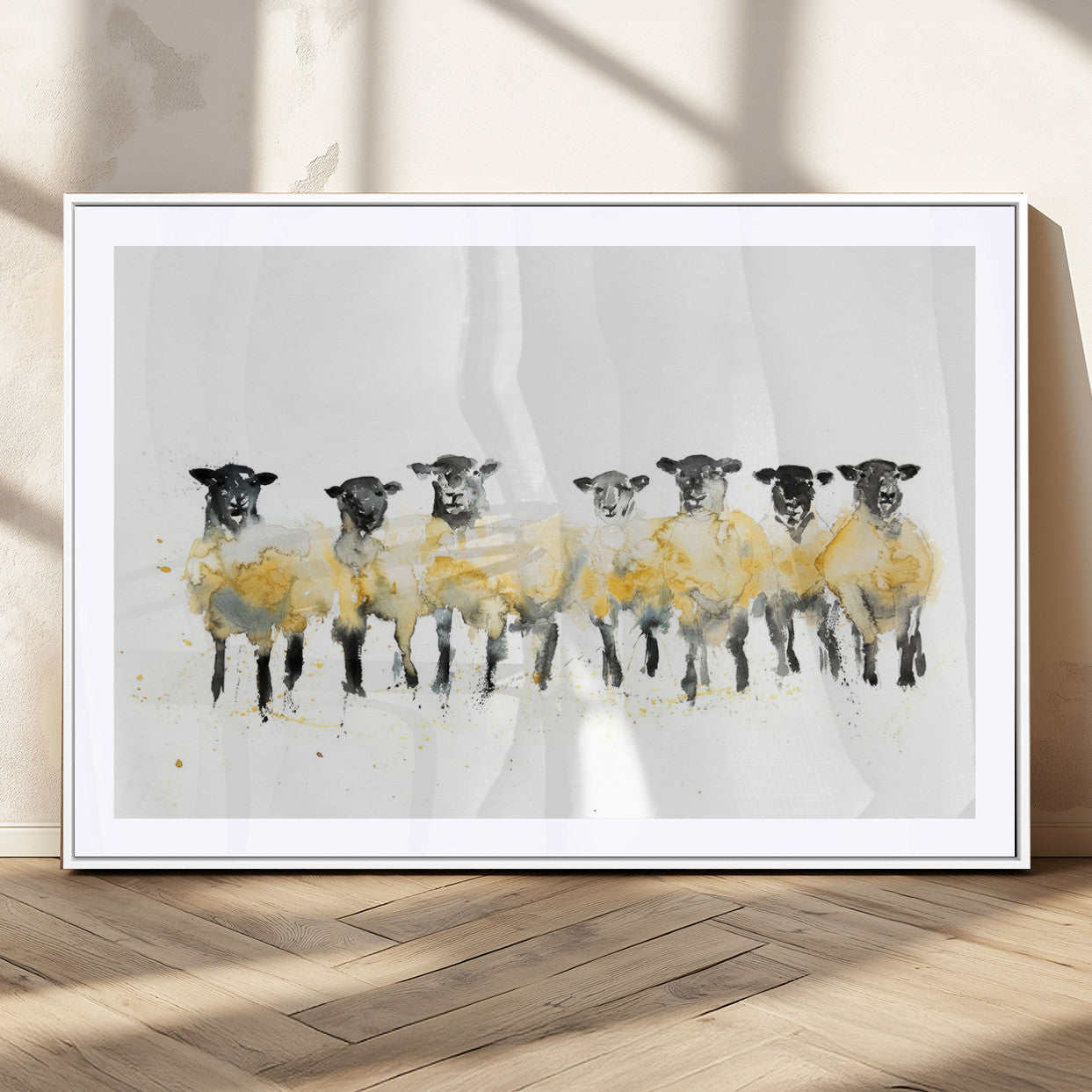 MGC-FP-36x24 - Farmhouse Wall Art Sheep Print | Ready to Hang Framed Canvas | Rustic Barn Decor