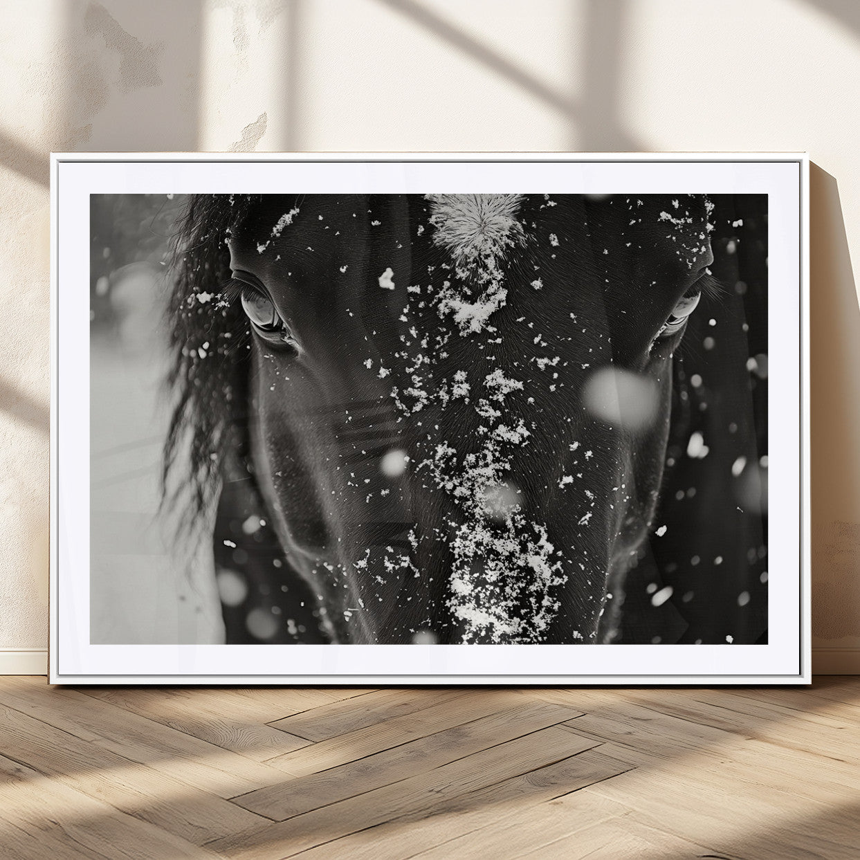 MGC-FP-36x24 - Winter Horse Snow Wall Art Canvas Print