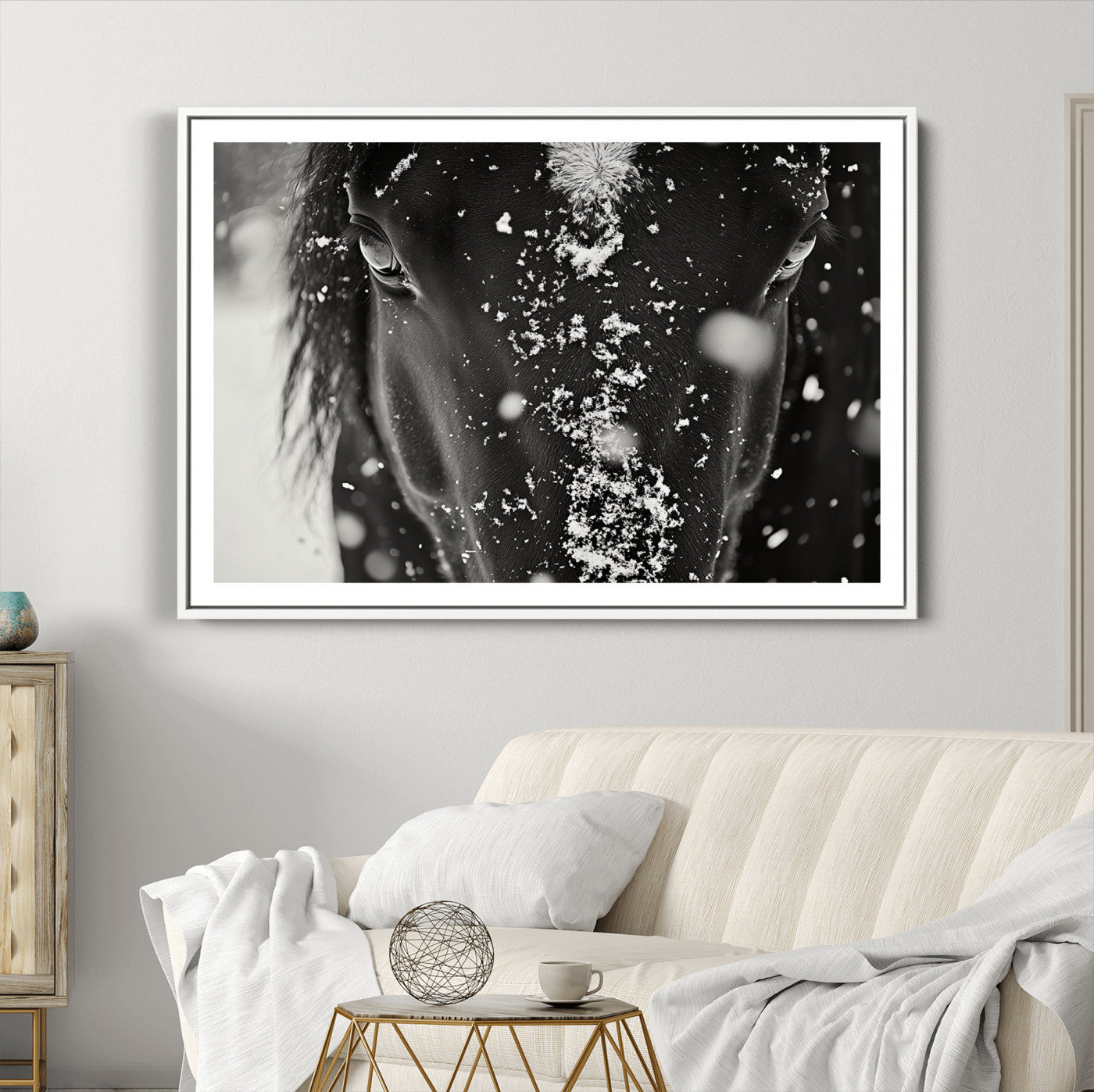 73281-MGC-FP-36x24_White-Winter Horse Snow Wall Art Canvas Print