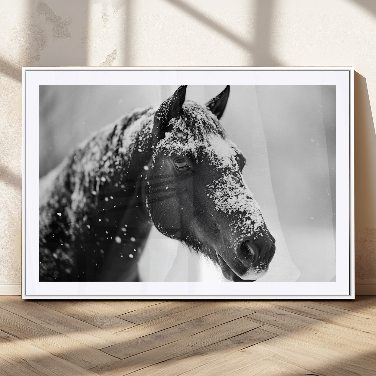 MGC-FP-36x24 - Horse Canvas Print - Winter Horse Snow Wall Art Canvas Print